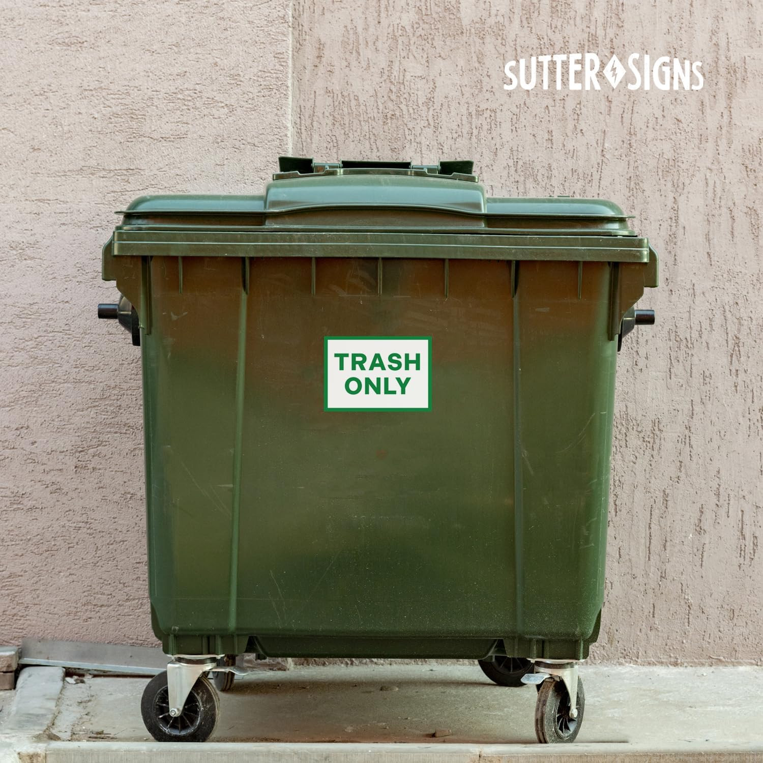 Weatherproof Trash Only Signs – Self-Adhesive Vinyl Stickers, 7"x10", 4 Pack