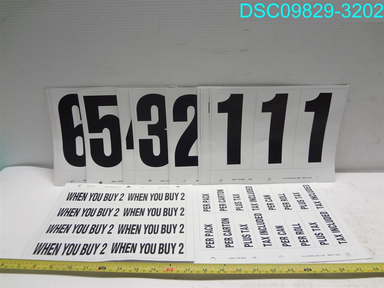 2011 RJR Tobacco 715871 White Self Adhesive Numbers Kit And Stickers
