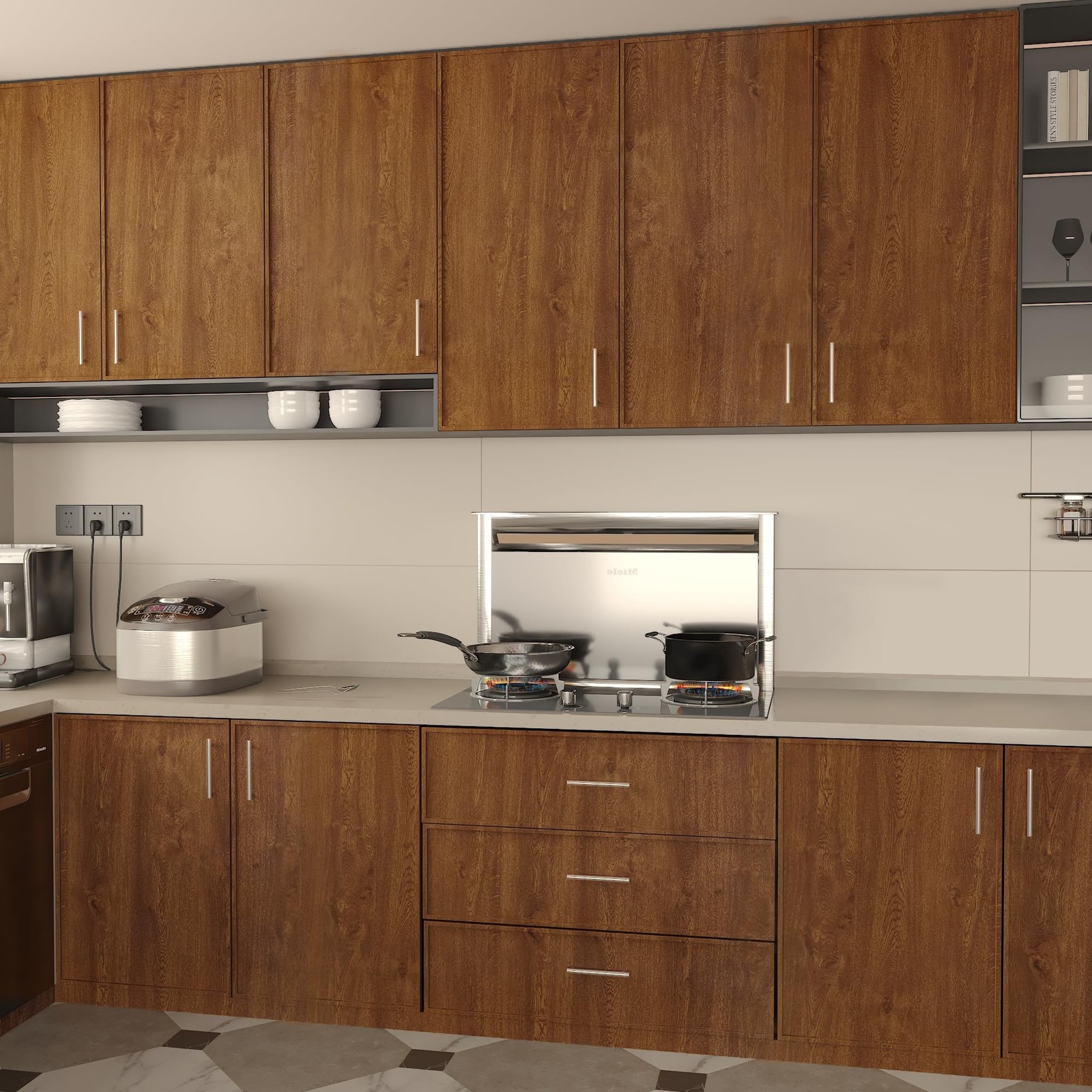 Wood Contact Paper for Countertops Cabinets 16×354 inch Brown Wood Grain Wall…