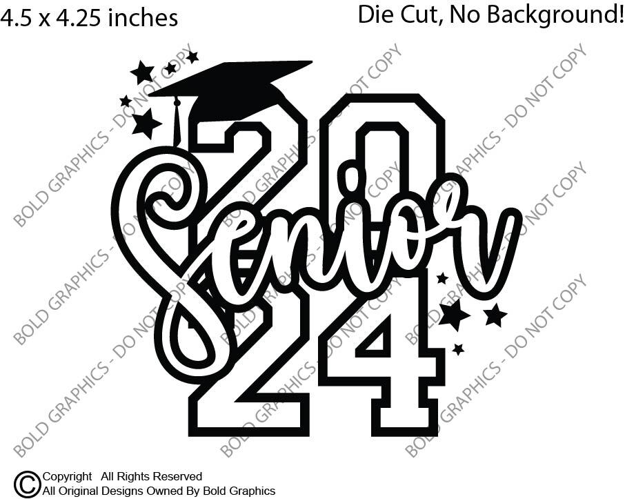 4.5" Senior 2024 Grad Decal Vinyl Sticker Graduation Cap High School Student
