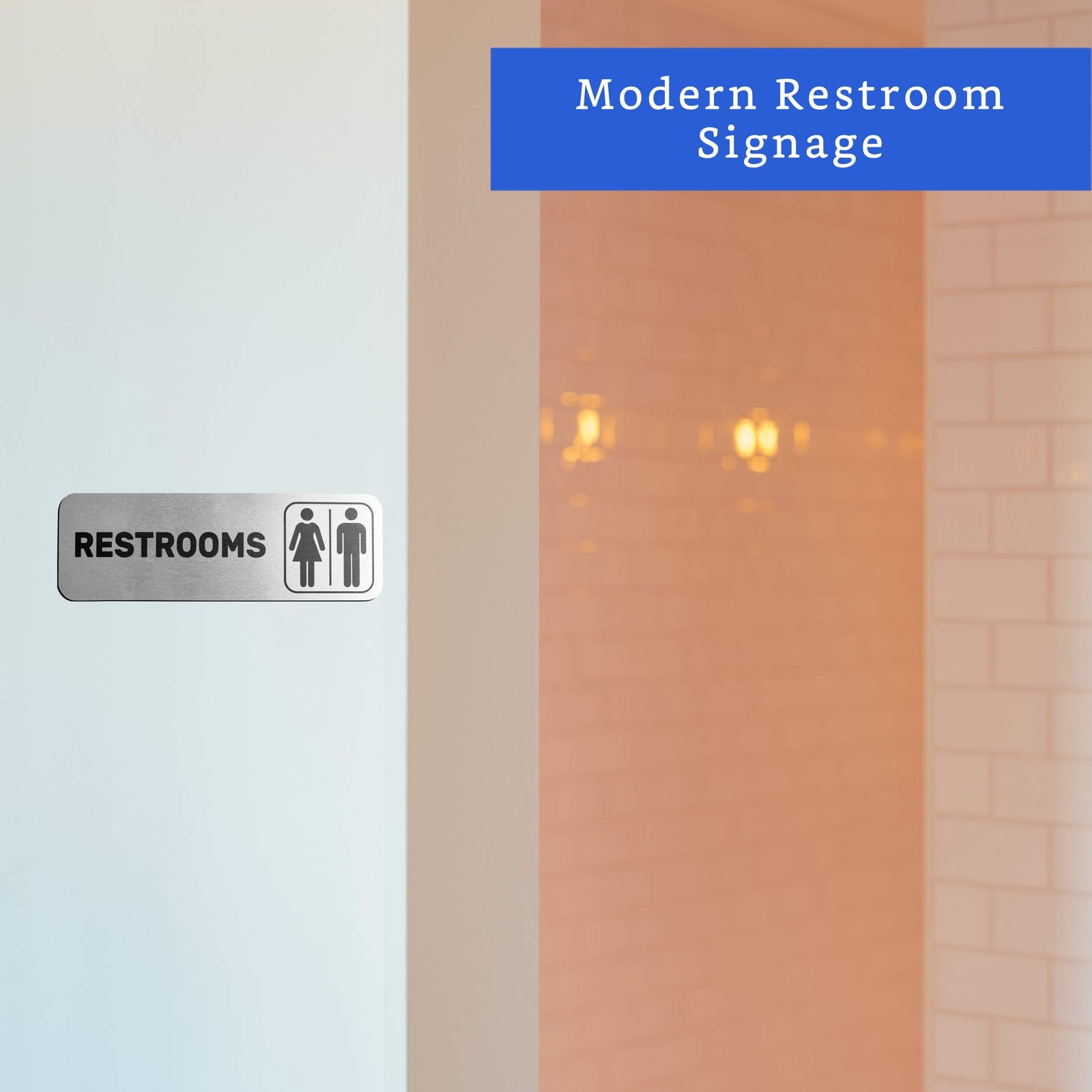 Men and Women + Restrooms Sign (Brushed Aluminum) – Bathroom Signs for Busine…