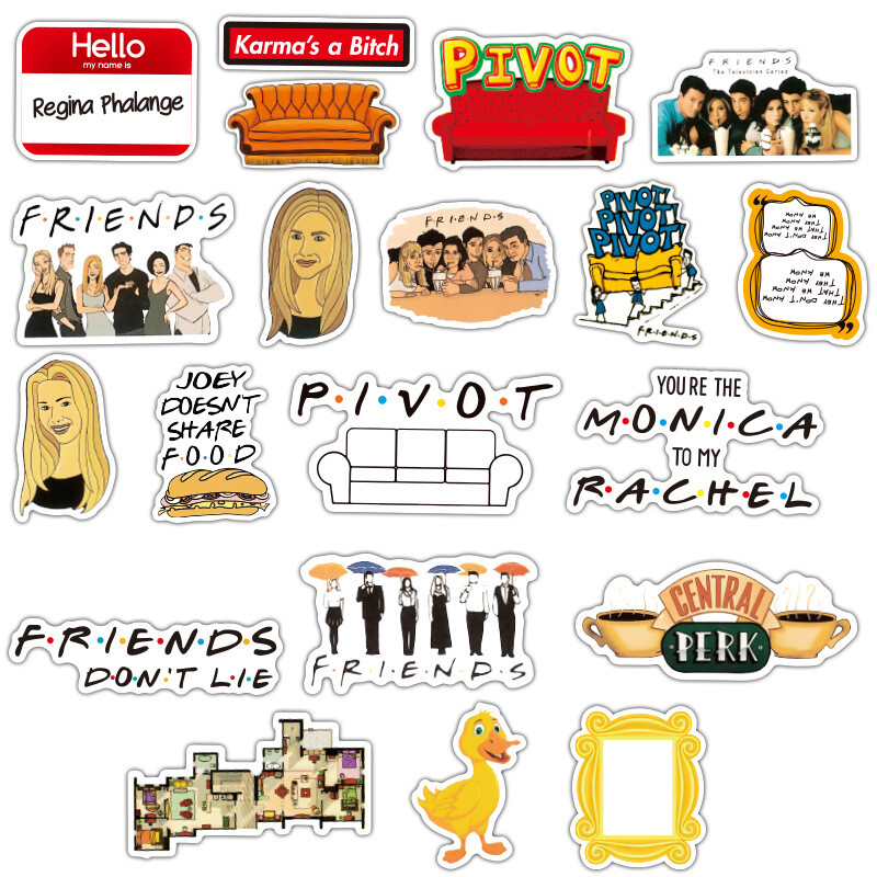 100Pcs Friends Cartoon Sticker for Adults Teens Girls Scrapbooking Water Bottles
