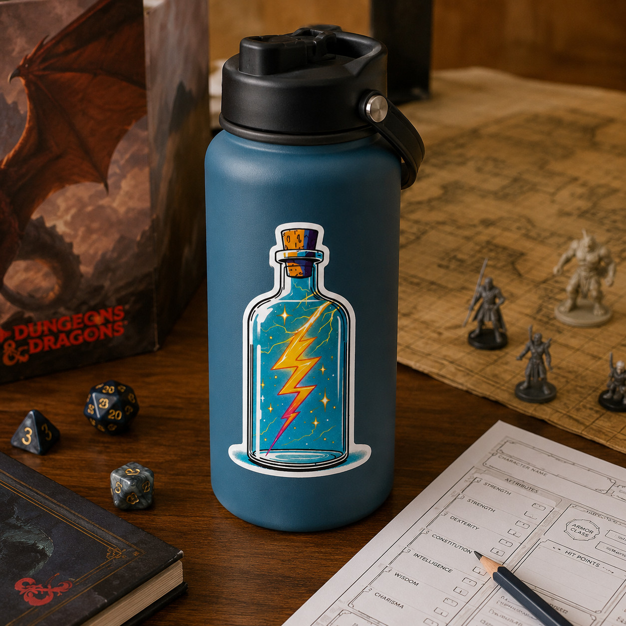Lightning in a Bottle Vinyl Sticker 4×2.5 Inch Waterproof & Fade Resistant
