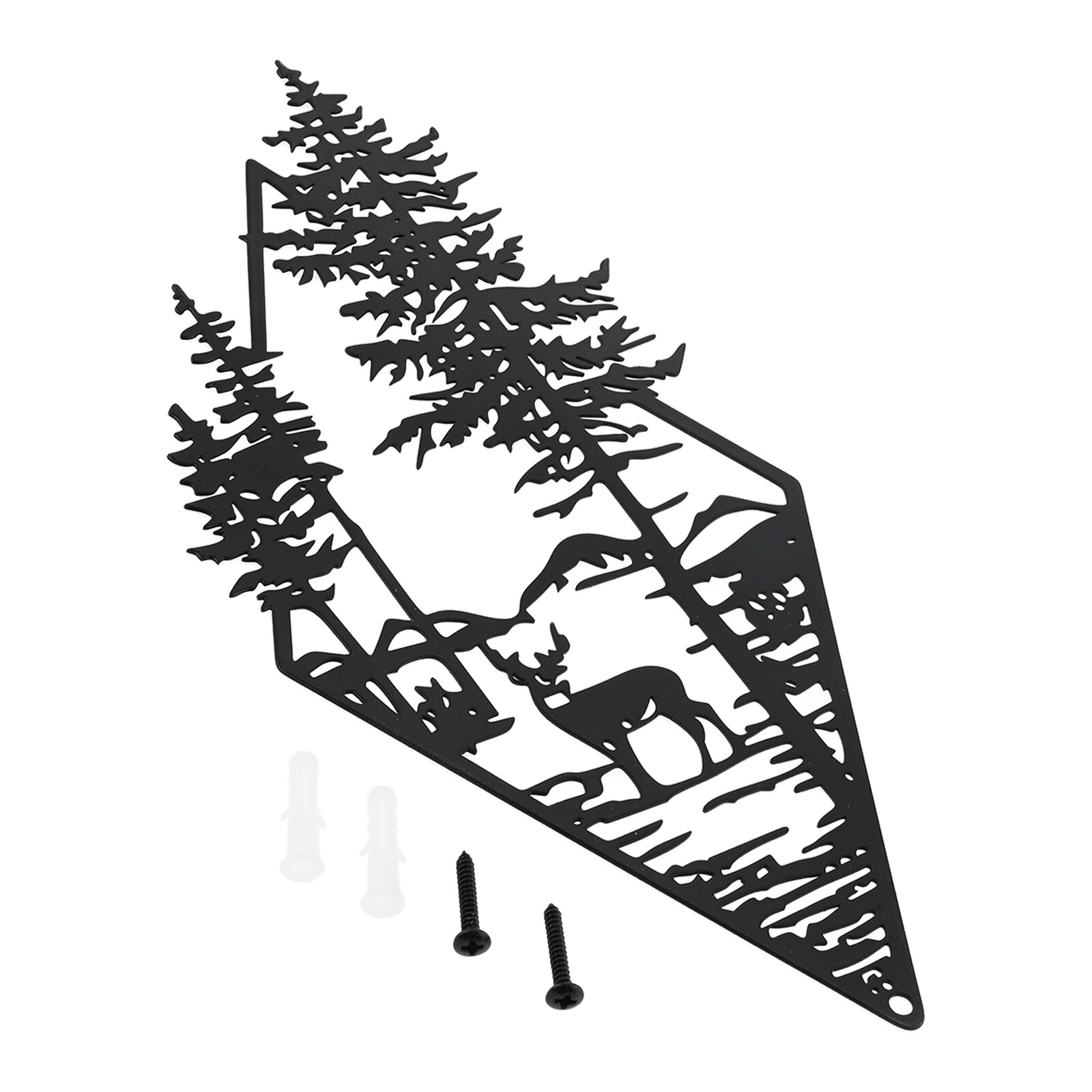 Metal Rhombus Deer & Forest Wall Art Decoration for Living Room Bedroom Kitchen