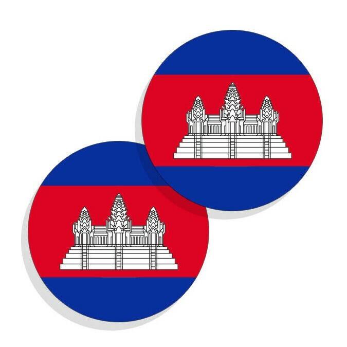 Cambodia Flag Stickers Flag Decals Vinyl Stickers Indoor Outdoor Round 4 pack