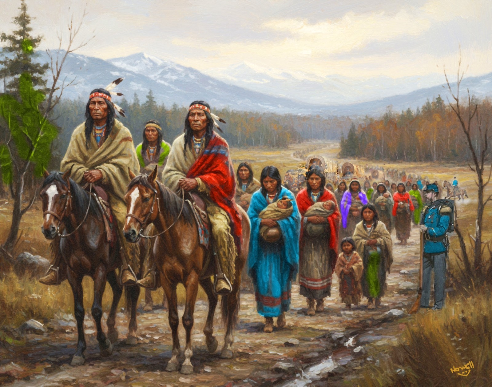 Trail Of Tears Native American Indian Art Historic Oil Painting SN/LE 25 Prints