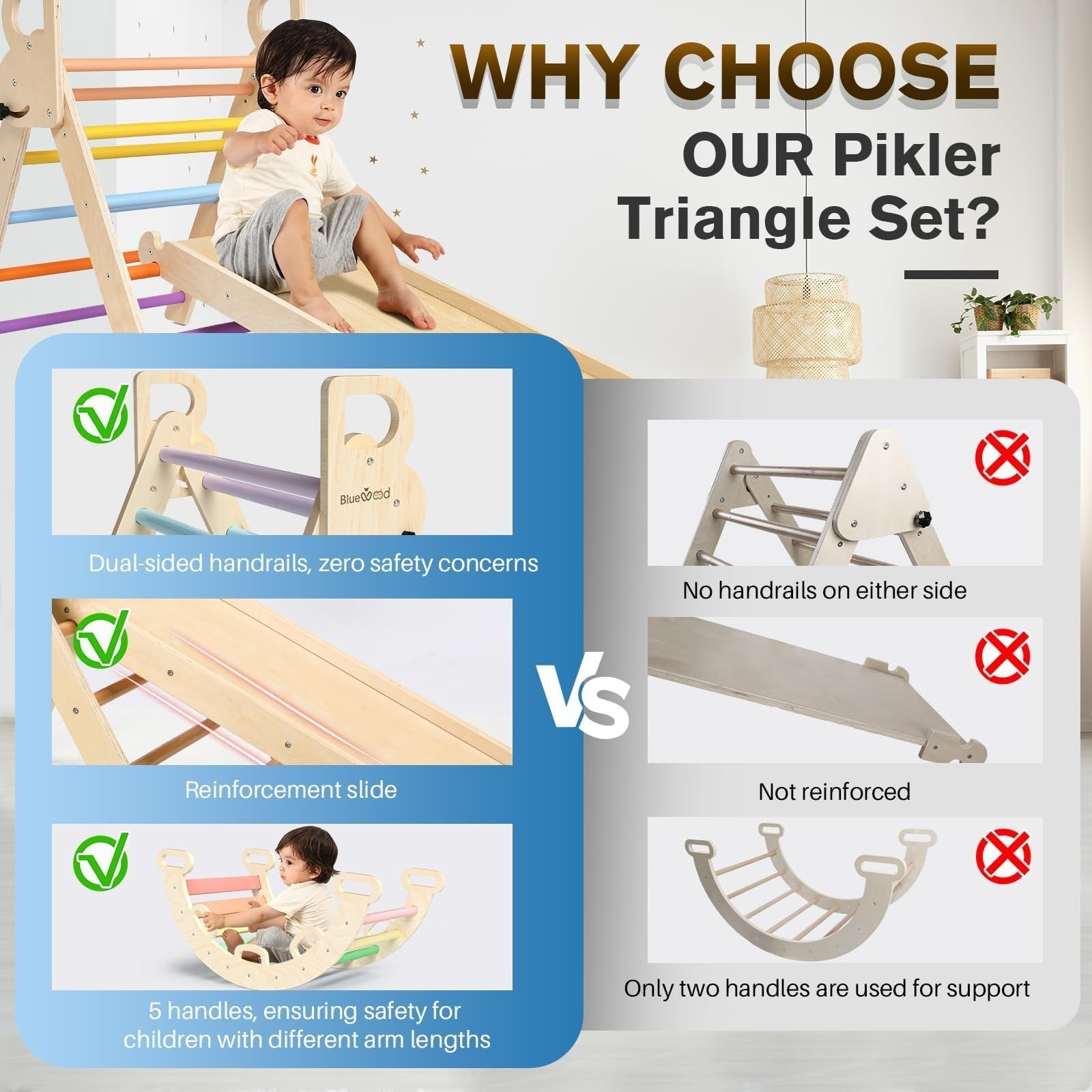 BlueWood Pikler Triangle Set – Sky Blue w/Car-Sky Blue