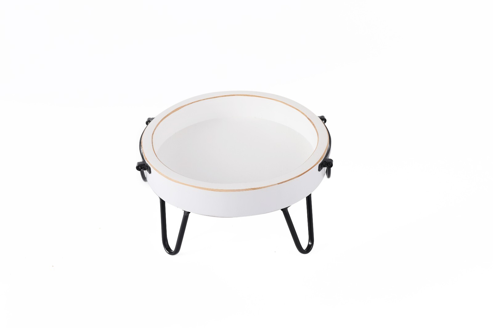 White Wood Pedestal Tray Stand for Tabletop, Countertop Handle(9.6×5.1 Inch)