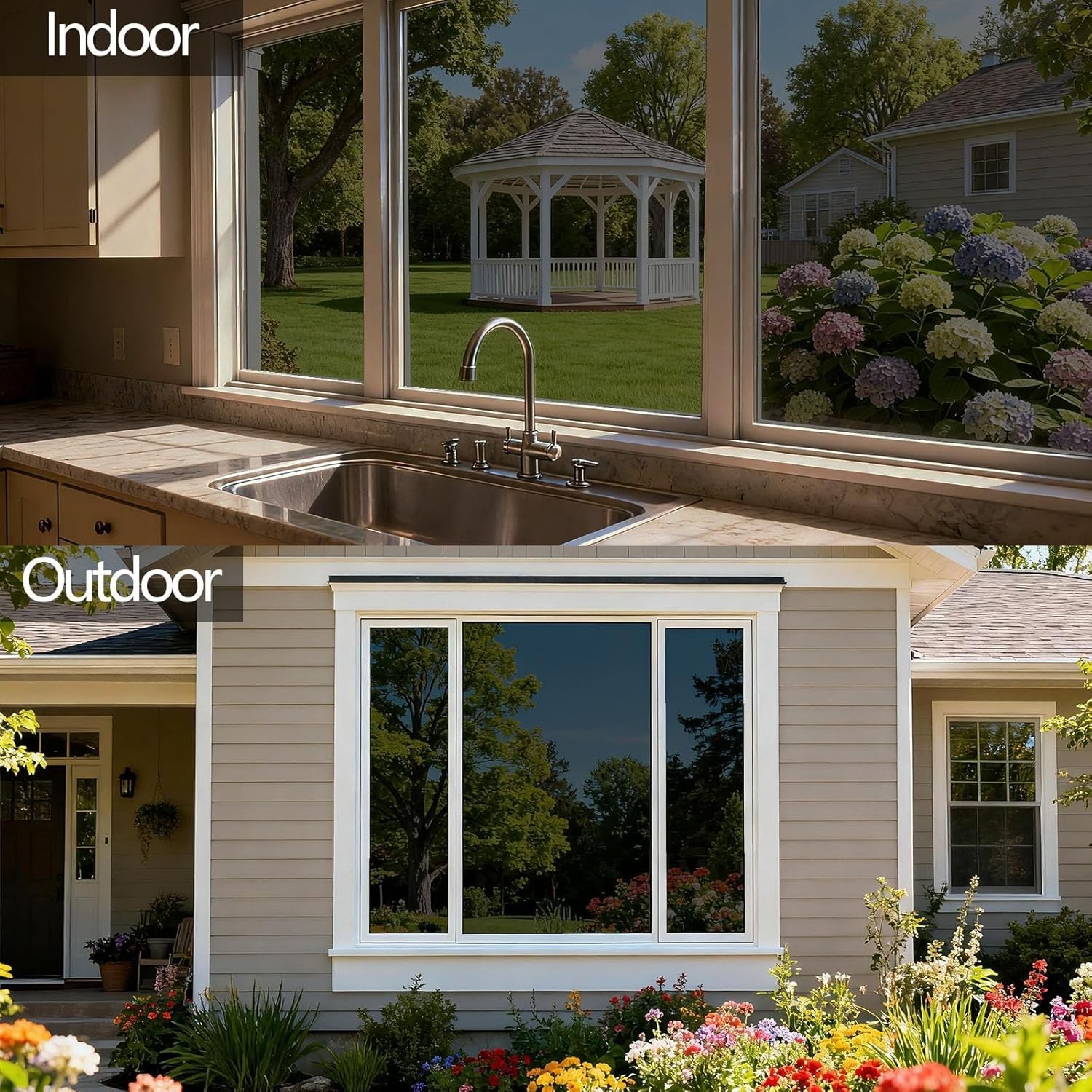 One Way Privacy Window Film 23.6" x 32.8ft Mirror Tint UV Heat Block