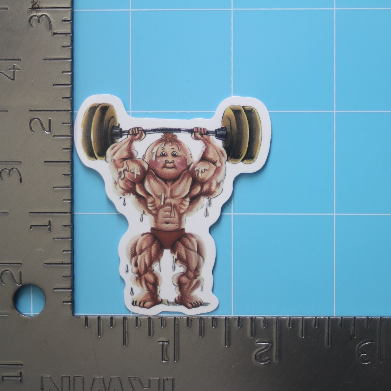 Garbage Pail Kids Sticker (RUSSELL MUSCLE) GPK Funny, Gloss PVC Decal