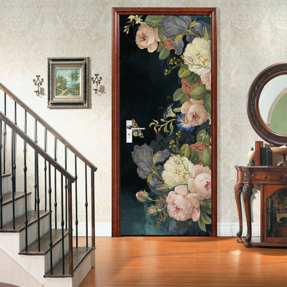 Self Adhesive Autumn Golden Forest Door Sticker Wall Murals Waterproof Wallpaper