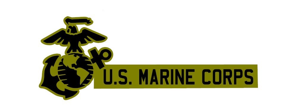 UNITED STATES MARINE CORPS EMBLEM Strip VINYL DECAL/STICKER OLIVE/BLACK USMC