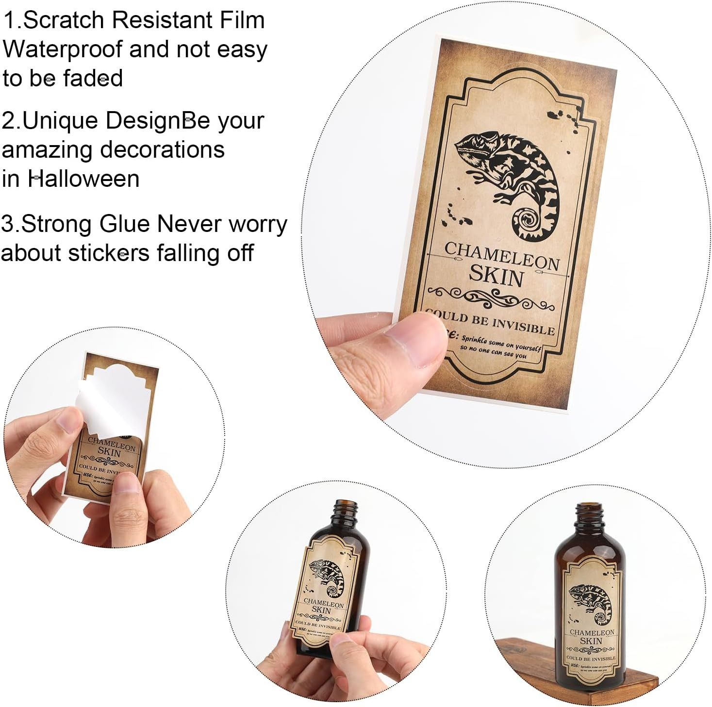 Apothecary Bottle Labels, 144Pcs Halloween Potion Bottles Décor Creepy Poison St