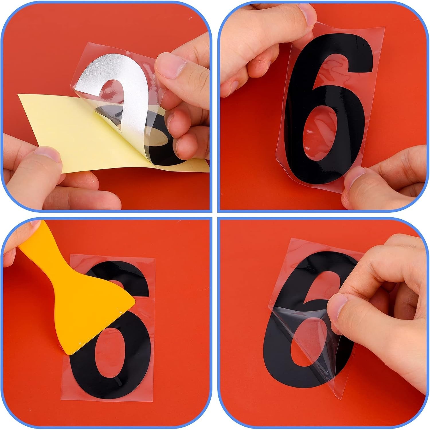 Reflective Mailbox Numbers Stickers 4 Inch Black PVC Vinyl 30 Count