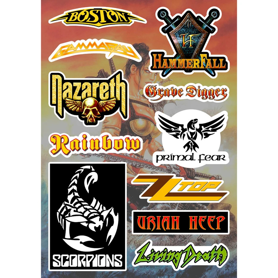 Rock & Metal Bands Sticker Pack Van Halen Nazareth Warlock Dio Blind Guardian