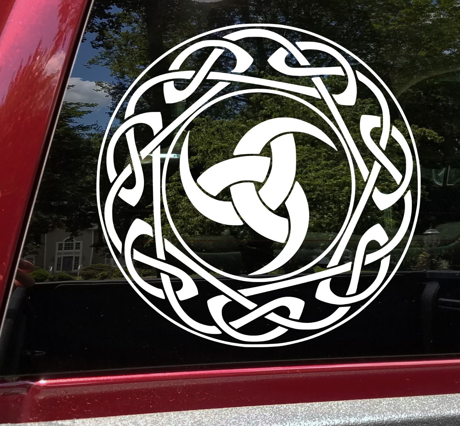 Celtic Knot Circle with Triple Horn of Odin Vinyl Decal | Viking Norse Nordic