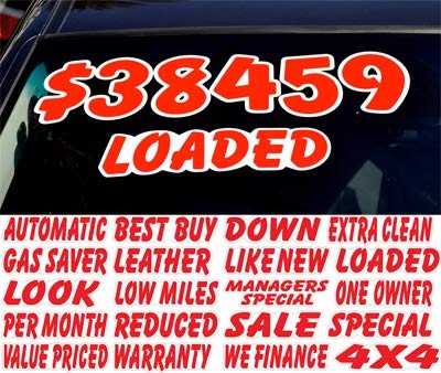 Ez-line Vinyl Number Slogans for Car Lots 2 Dozen Large Windshield Decal Stic…