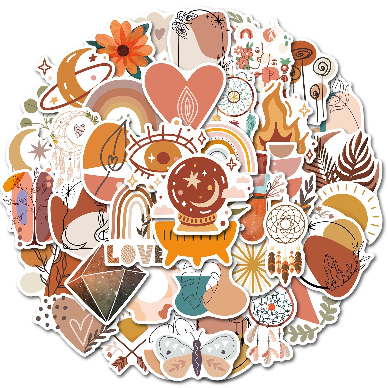 50PC Cottagecore Stickers, Bohemian Retro Boho Aesthetic stickers,175