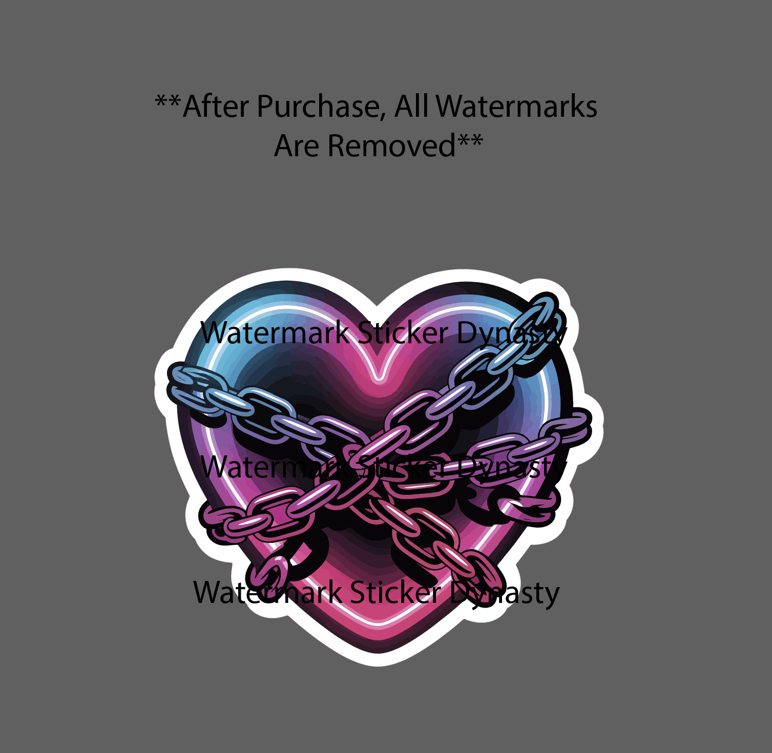 Heart Chains Sticker Waterproof Decal Neon Love Hearts Relationship Gift NEW