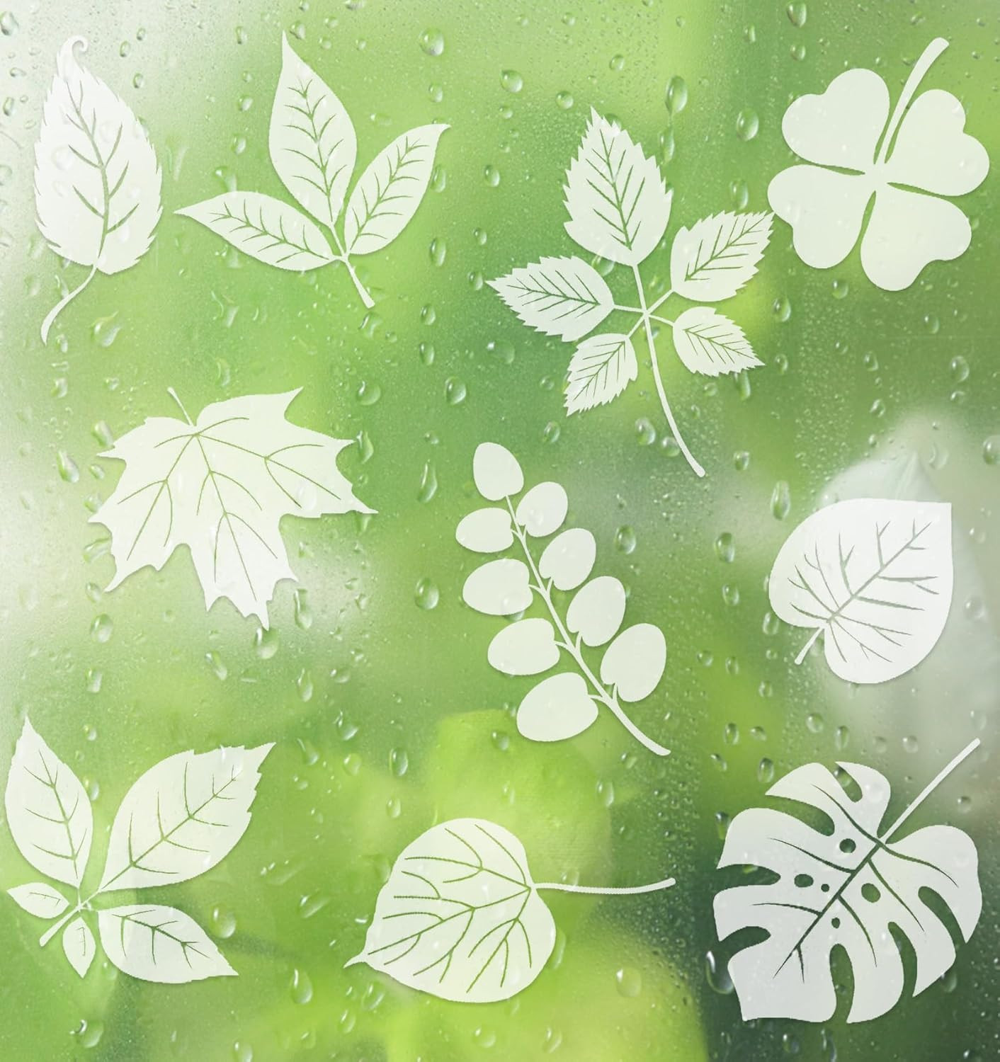 Window Alert Decals for Birds Strikes, 26 Pcs Leaf Window Decals to Prevent Bird