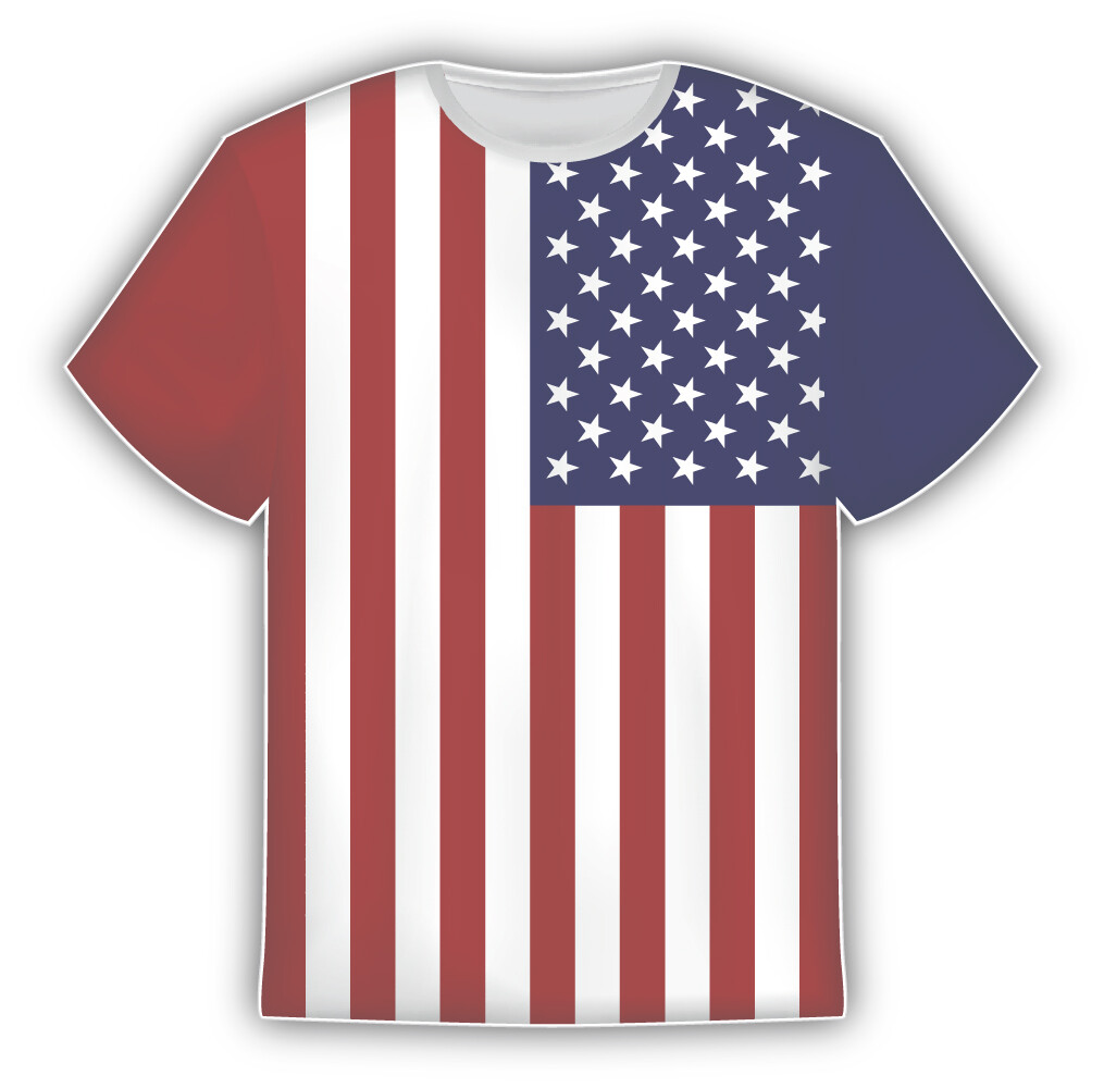 USA Flag Sticker In The Form Of T Shirt Vinyl Sticker Decal