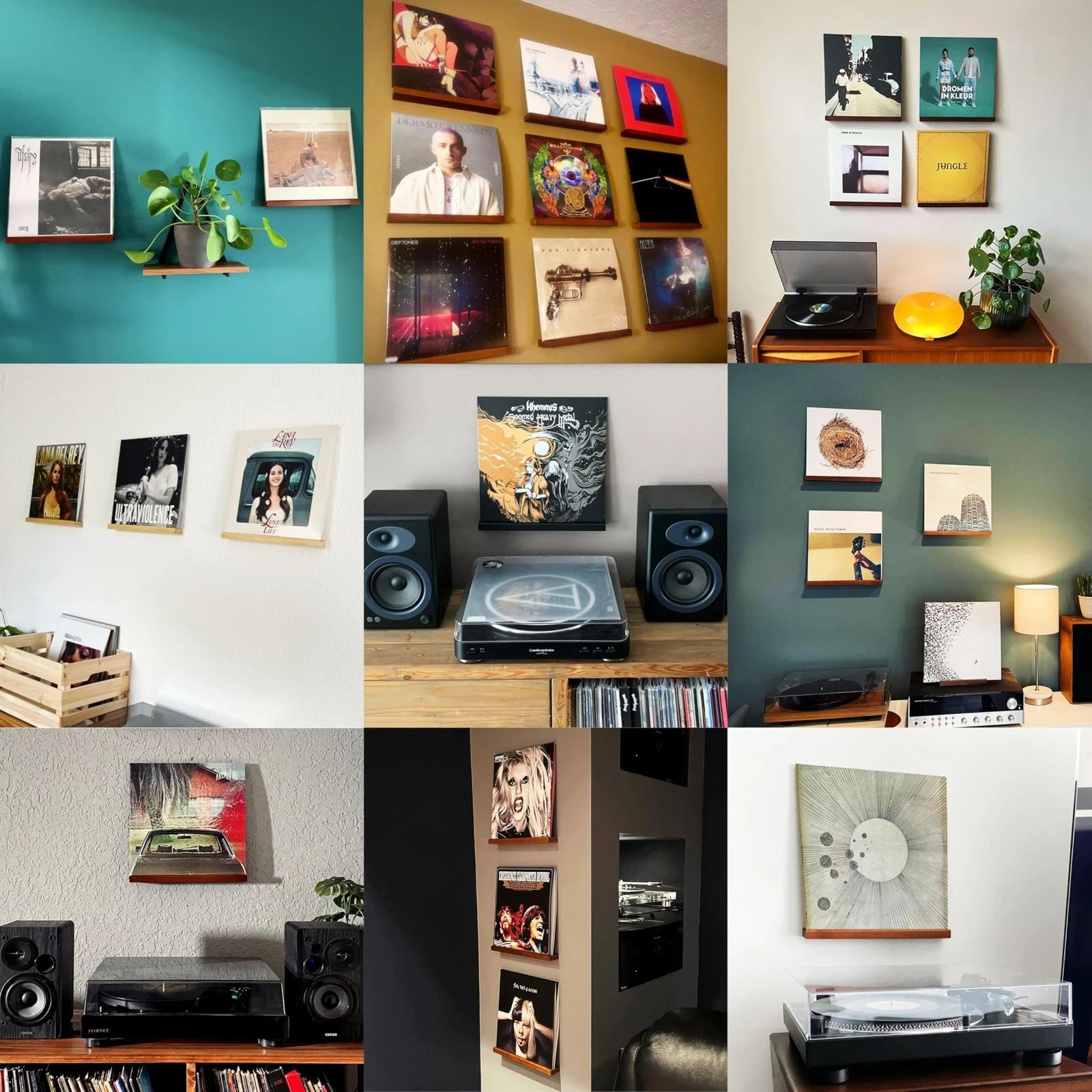 Vinyl Record Wall Mount – 3 Elegant Display Ledges Made from Solid Wood – The…
