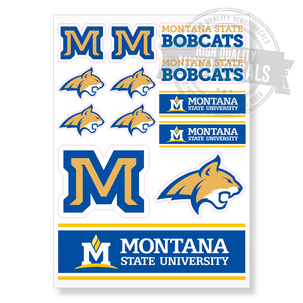 Montana State University NCAA Bobcats HQ A4 Printed Vinyl Decal Sticker Kit New