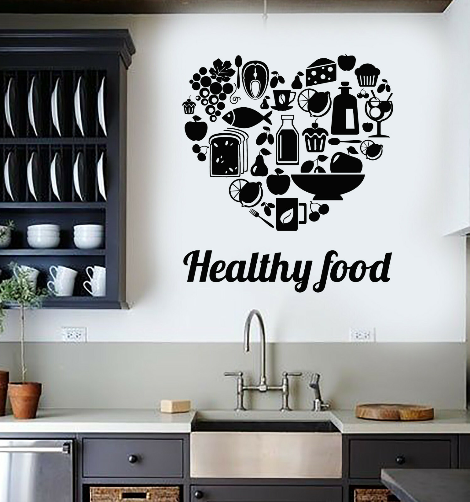 Vinyl Wall Decal Healthy Food Diet Sports Lifestyle Health Stickers (ig6052)