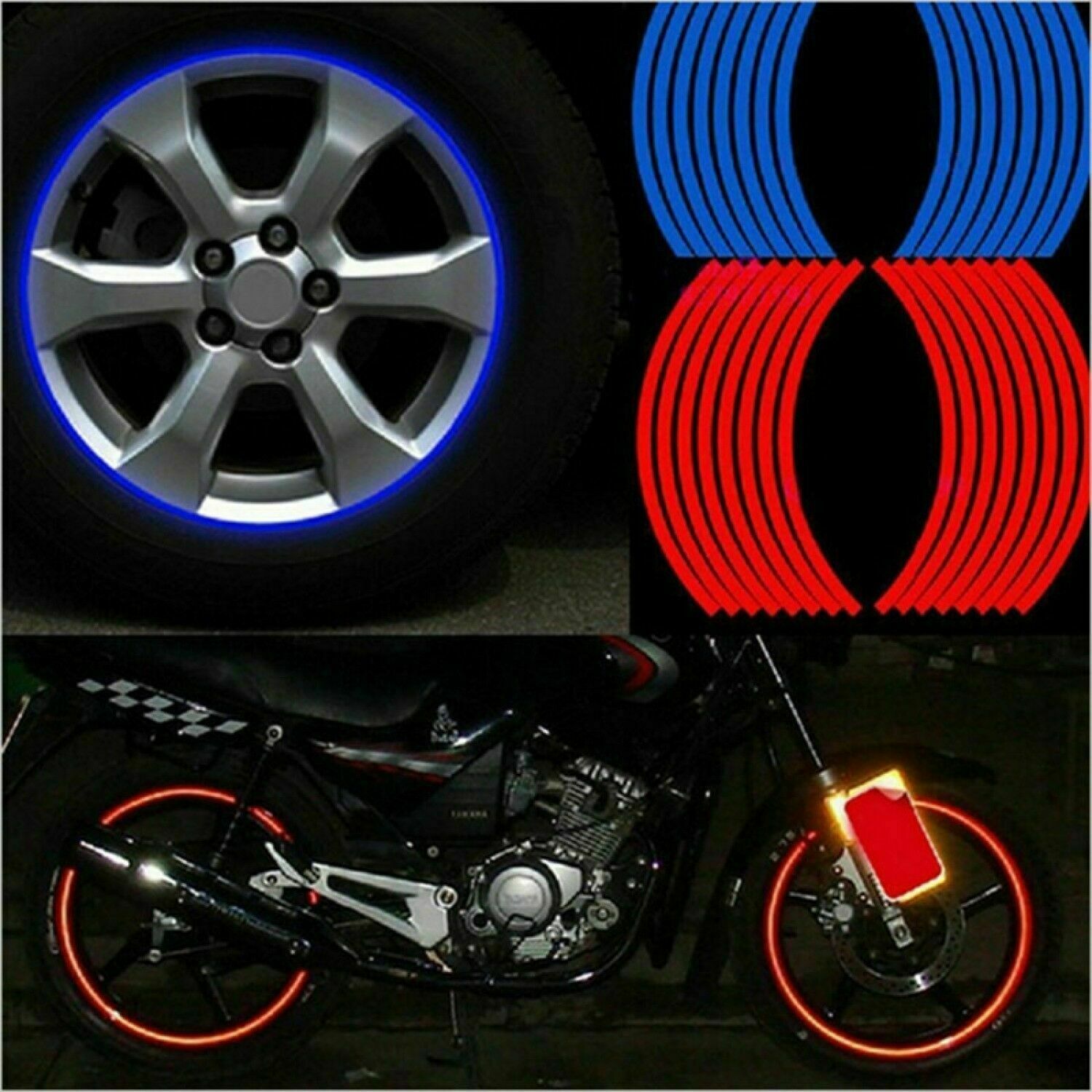 NEW Wheel Strips Stickers Decals Reflective Rim Tape Bike Motorcycle Car Tapes