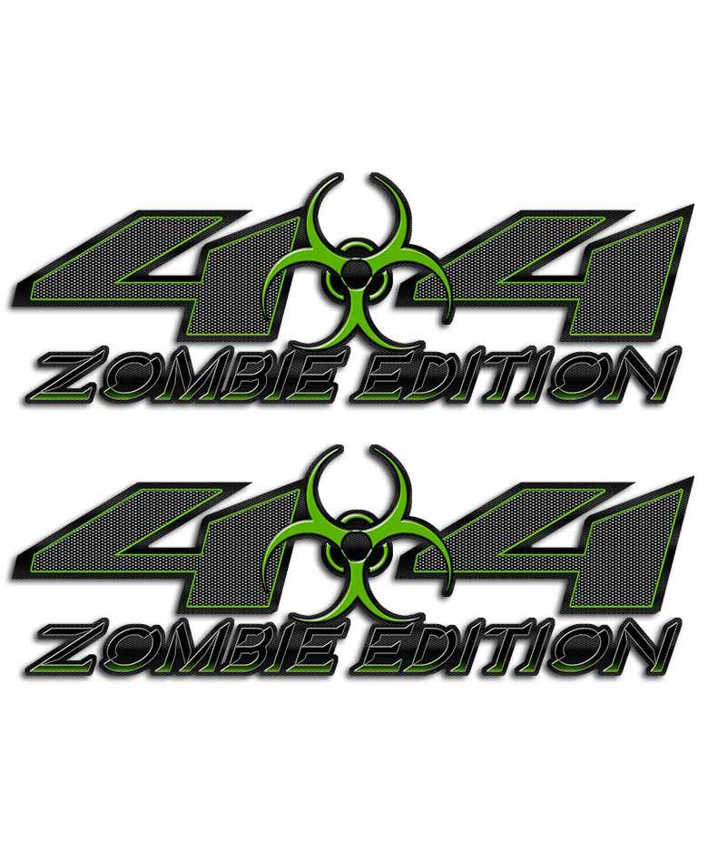 4×4 Green Zombie Biohazard Truck Decal Sticker Carbon Fiber TWD for Silverado
