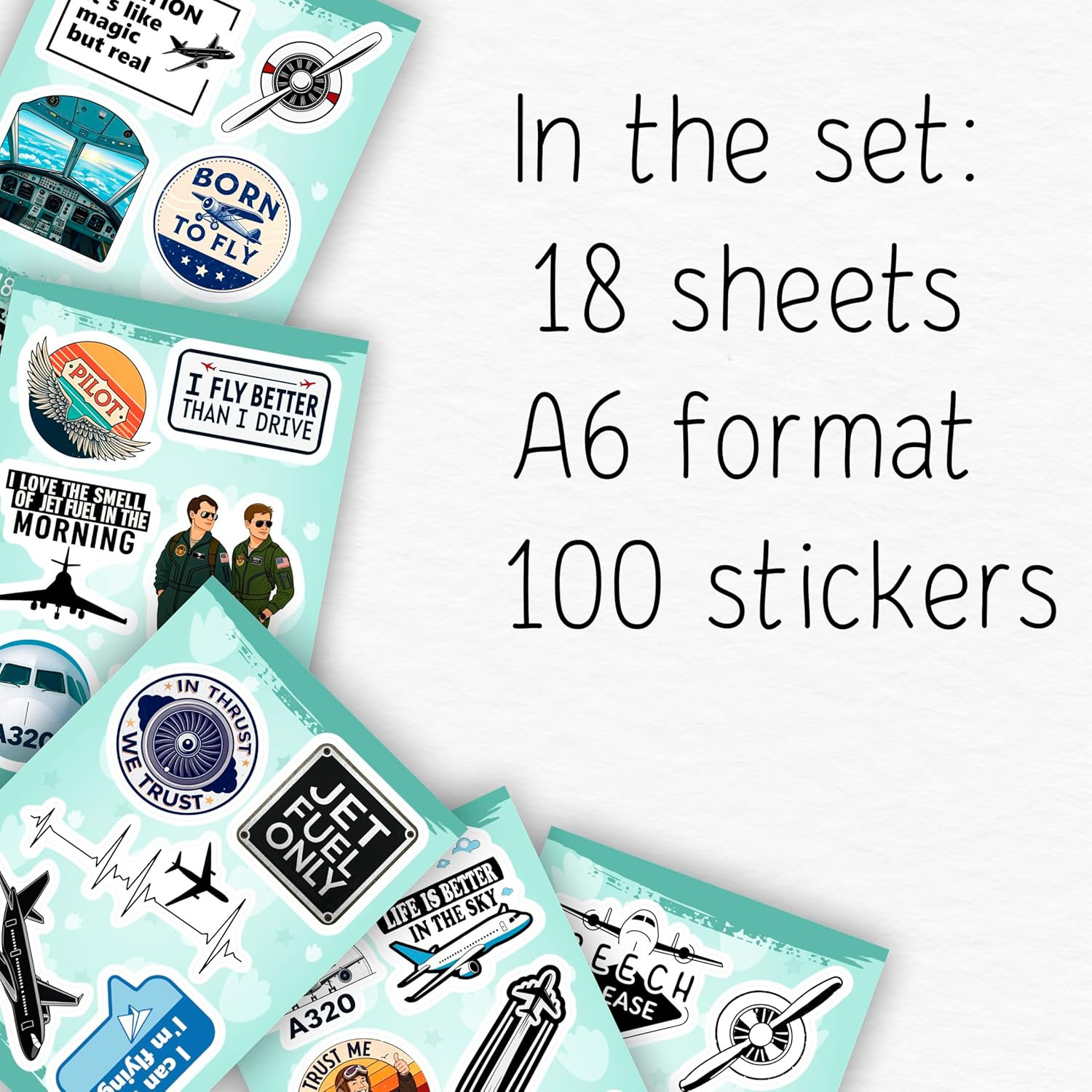 100Pcs Aviation Stickers and Decals Waterproof – Pilot Stickers for Laptop, Airp