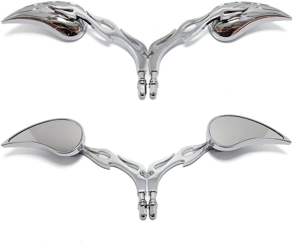 Chrome Custom Flame Tear Drop Motorcycle Mirrors for Harley Davidson Sportster S