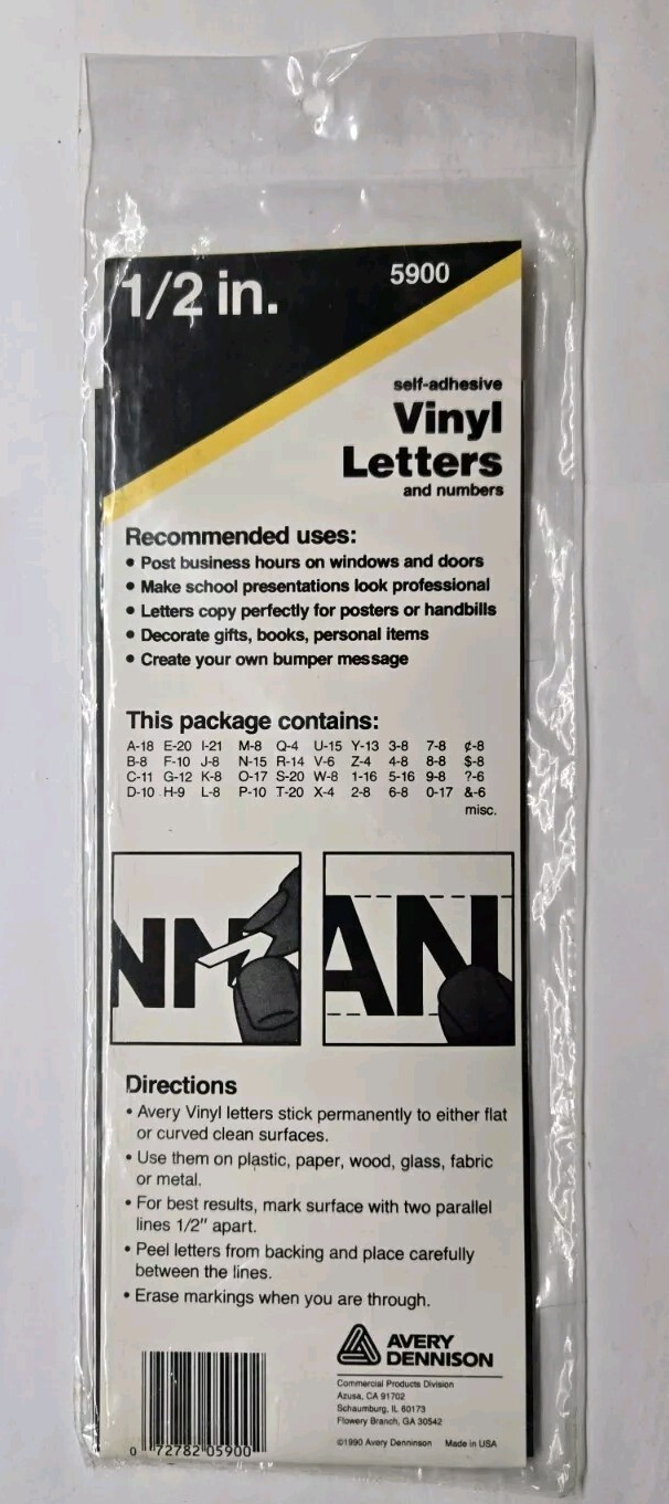 Avery 1/2" Black Self Adhesive Vinyl Letters and Numbers, 434 Characters