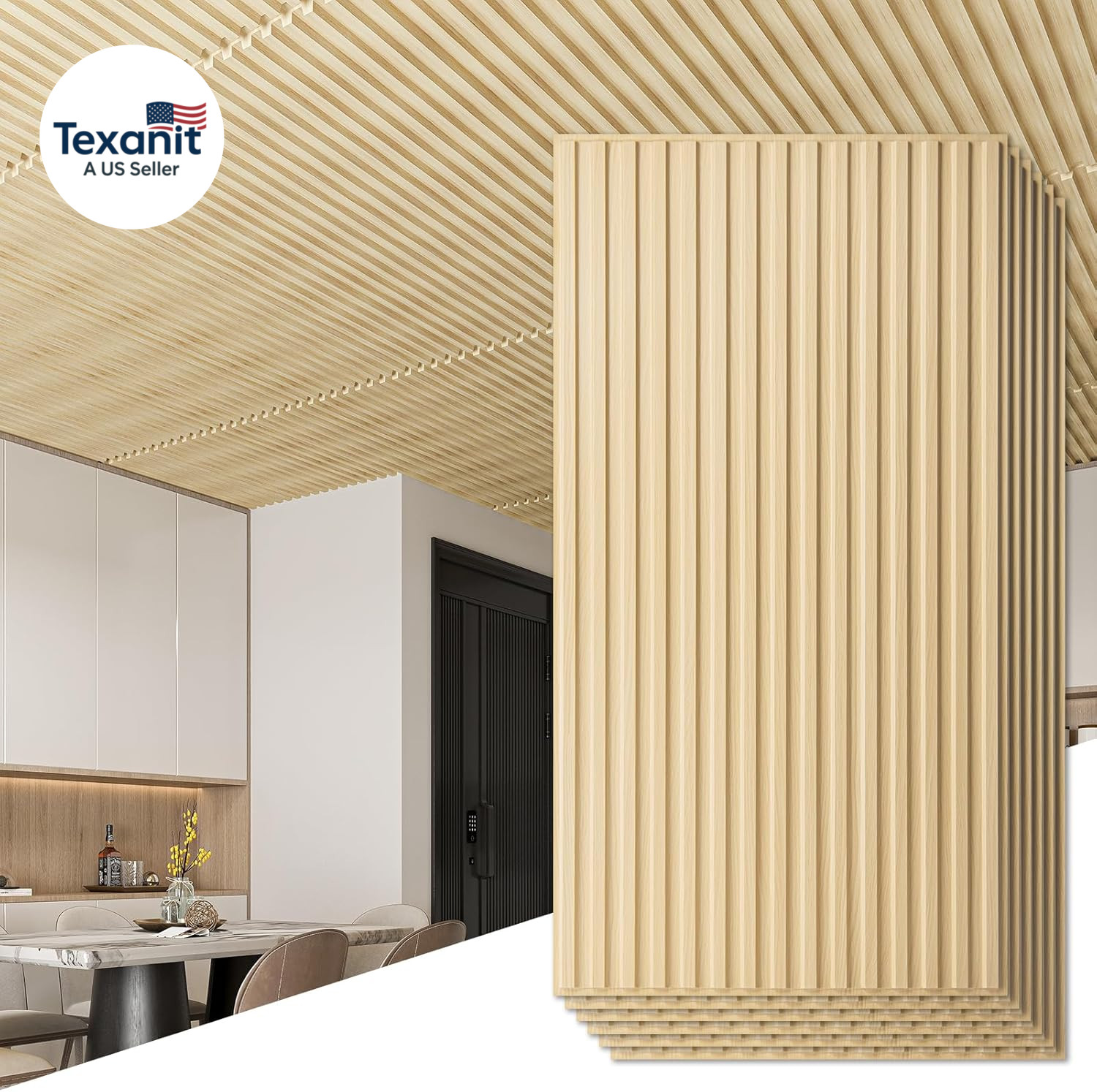 6-Pack Slat Design 3D Wall Panels for Interior Wall Decor, 2X4 FT PVC Decorative