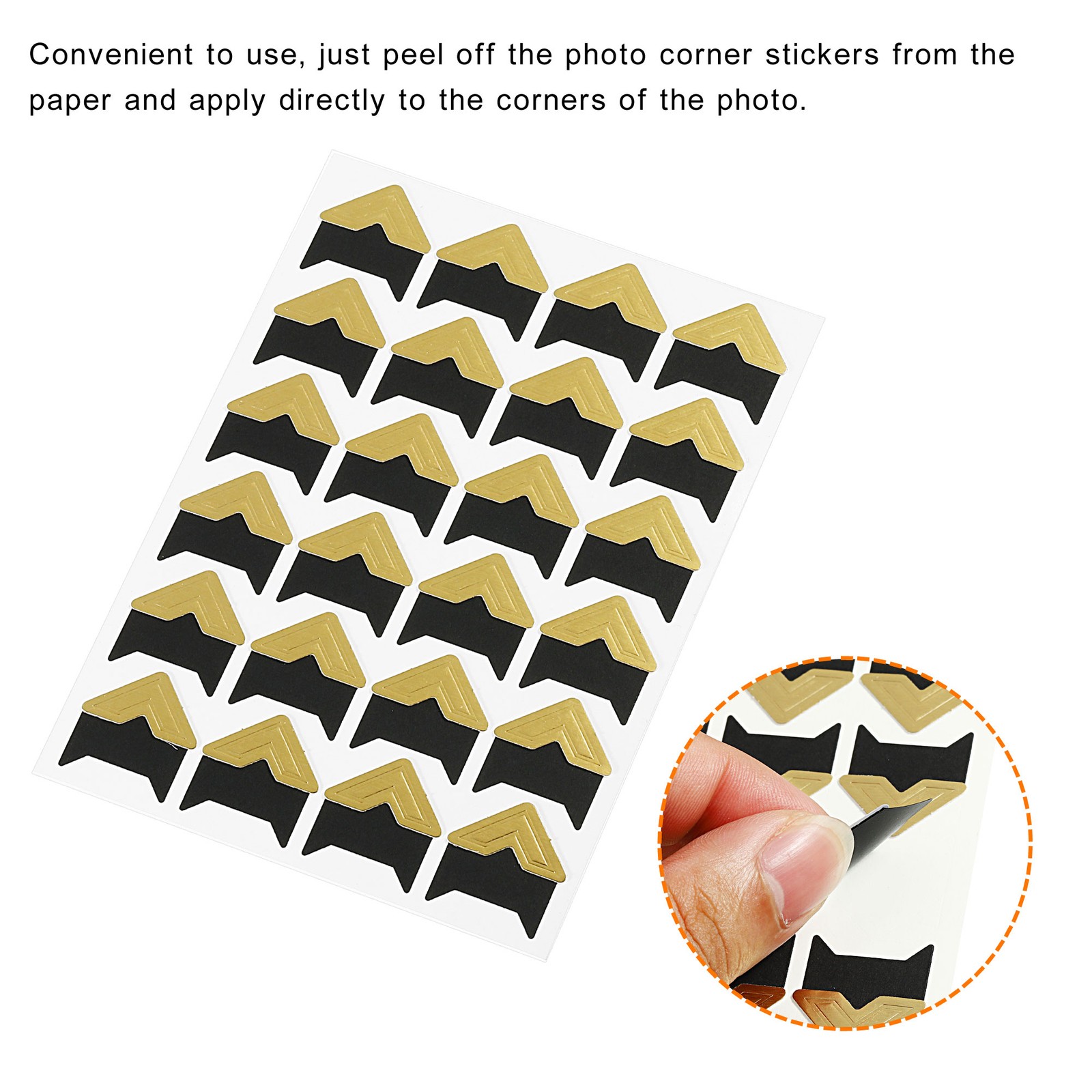 15Sheets/240Pcs Photo Corners Adhesive DIY Picture Mounting Sticker Golden