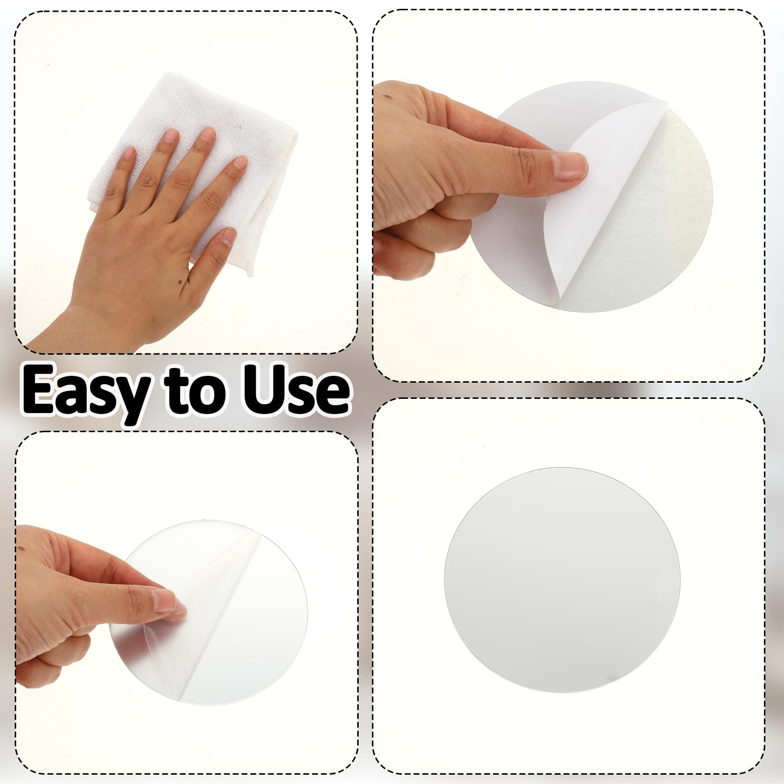 Aeaocvo 5 Pack Acrylic Round Mirrors, 4” Non-Glass Round Mirrors for Wall Dec…