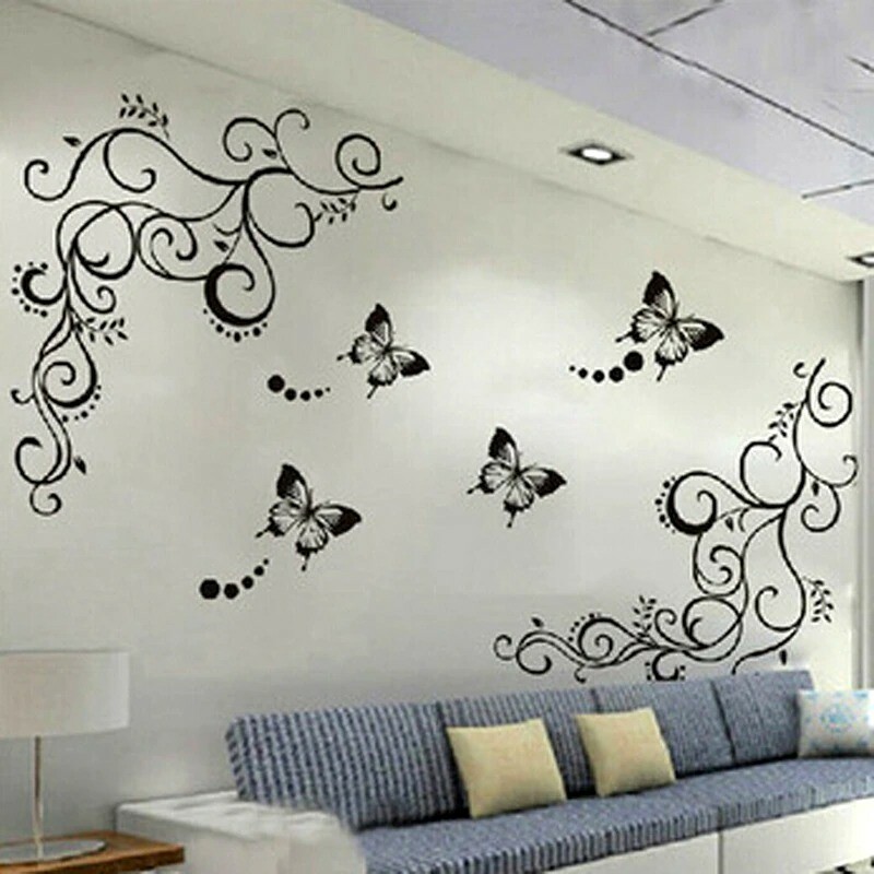 3D Lowest Price Classics Black Butterfly Flower Wall Sticker Home Décor Poster