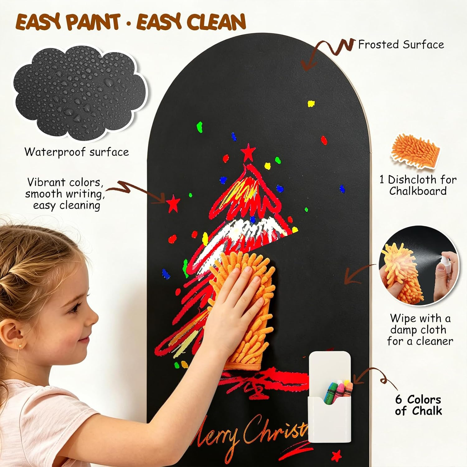 Magnetic Arch Wall Decal,47.2" x 18" Magnetic Chalkboard Set for Wall,Self-Adhes