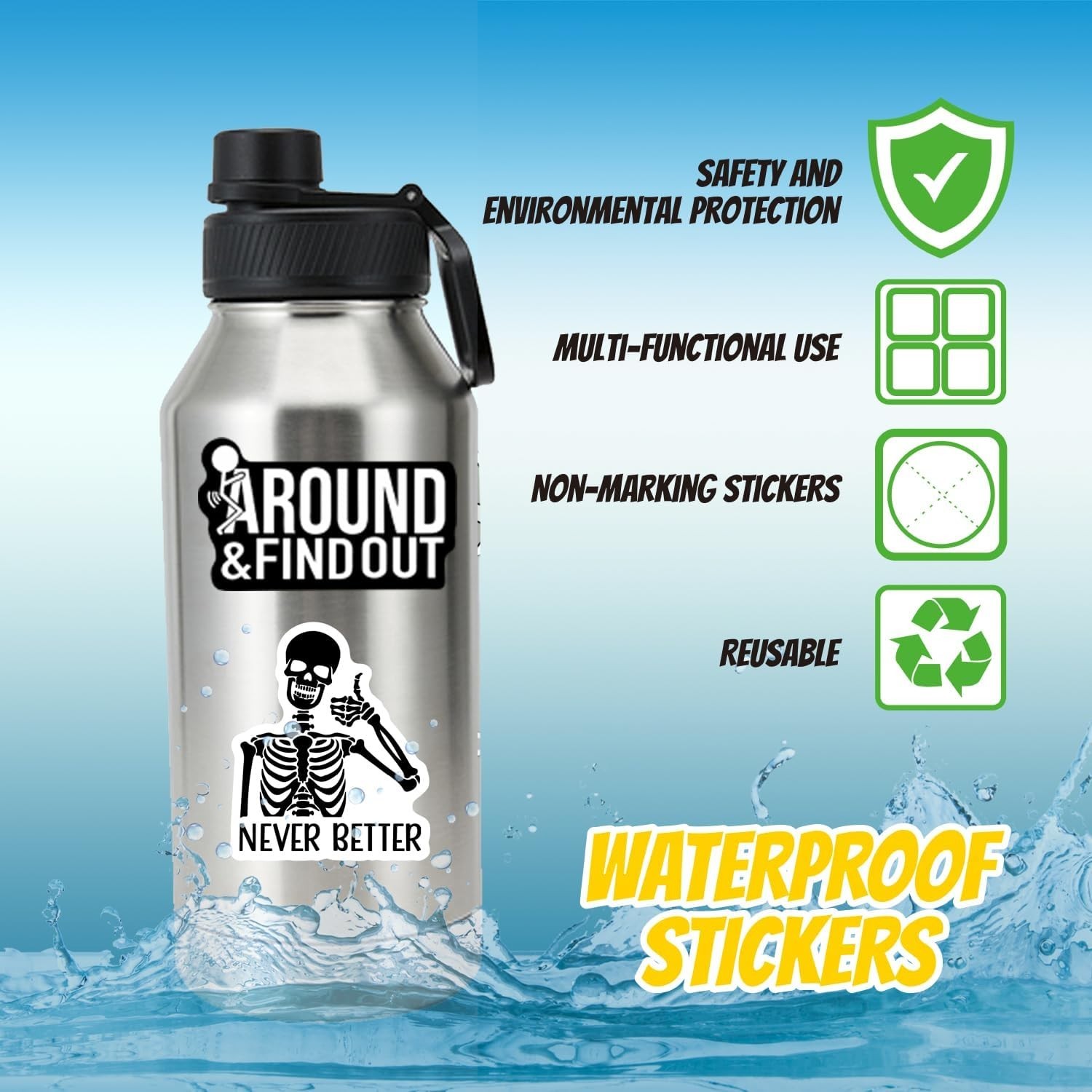 Edgy Humor Sticker Pack – 200 Irregular Vinyl Stickers for Adults – Waterproof