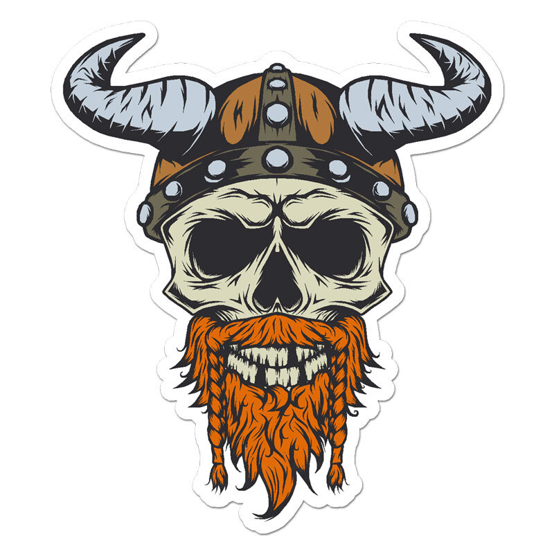 Viking Helmet Skull, Vinyl Decal Sticker, Indoor Outdoor, 3 Sizes, #11474