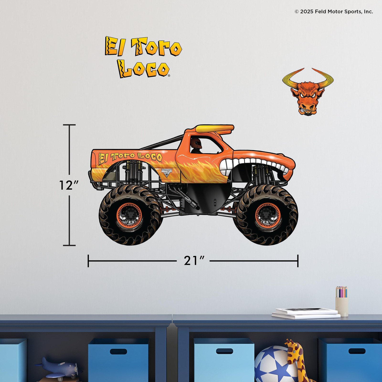 Monster Jam El Toro Loco Truck Wall Decal Large 21" Wide Monster Truck Wall …