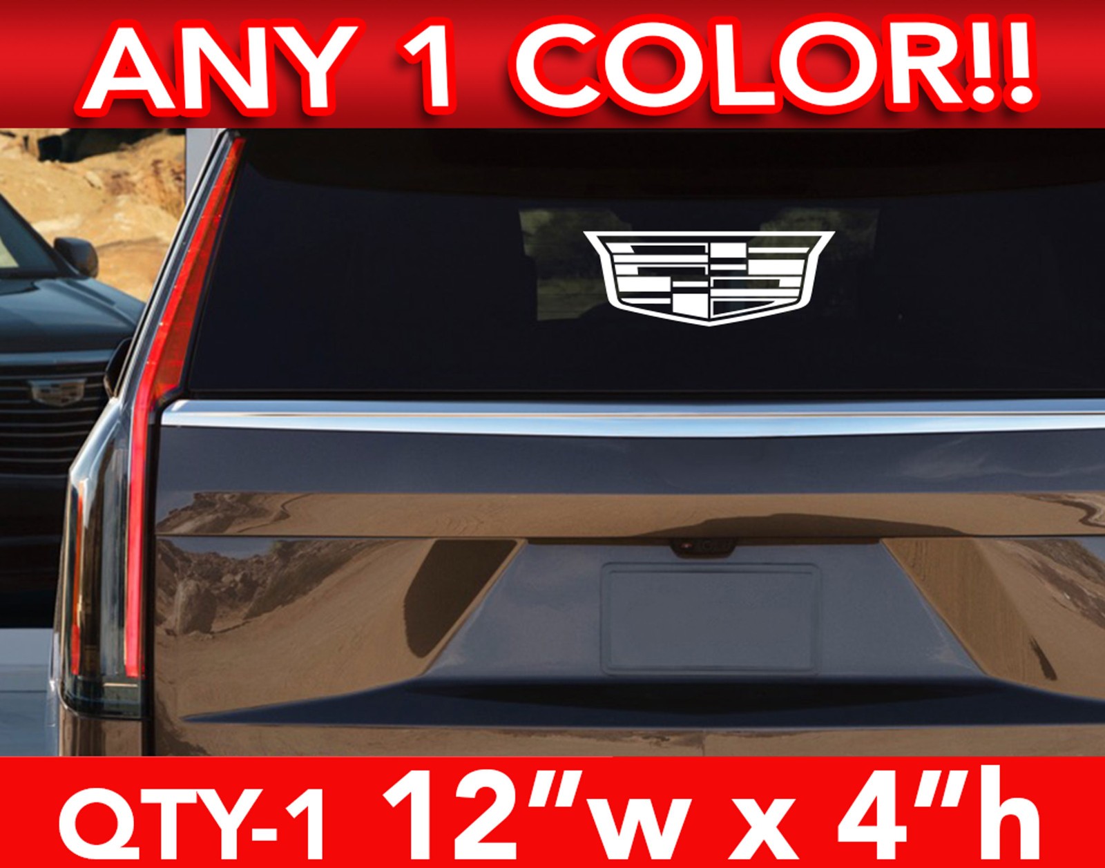 CADILLAC ESCALADE MODERN LOGO CT5 CT4 XT6 DECAL STICKER 12"w x 4" ANY 1 Color