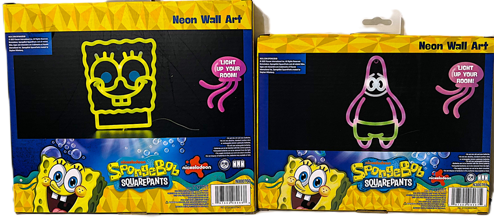 Set of 2 SpongeBob SquarePants and Patrick Neon Wall Art Nickelodeon (Brand New)