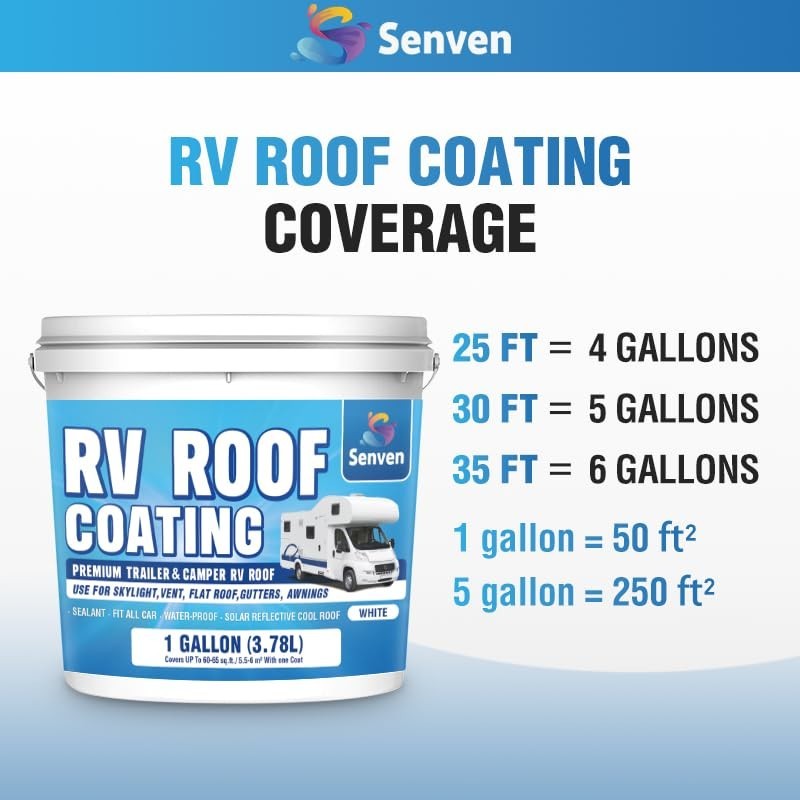 RV Roof Sealant RV Roof Coating RV Roof Sealant White 1 Gallon Waterproof Sol…