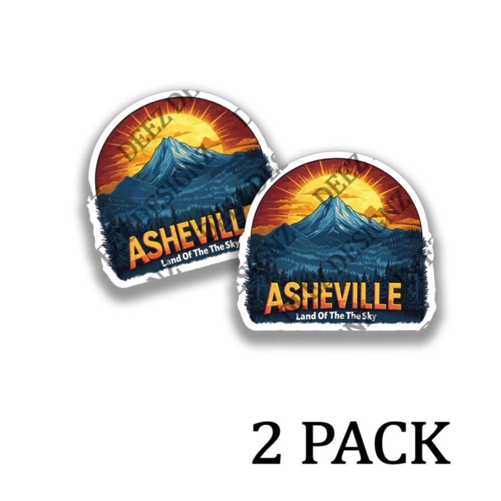 Asheville North Carolina Land of the Sky – Adhesive Vinyl Stickers – 2 pack set
