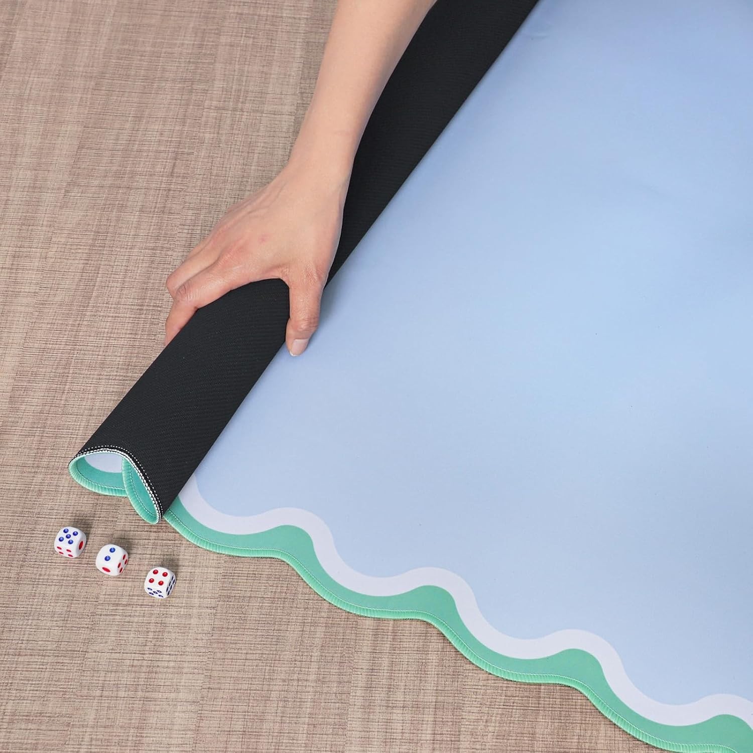 Blue Mahjong Mat (31.5” x 31.5”) with Black Carrying Bag, Anti-Slip, Noise-Re…