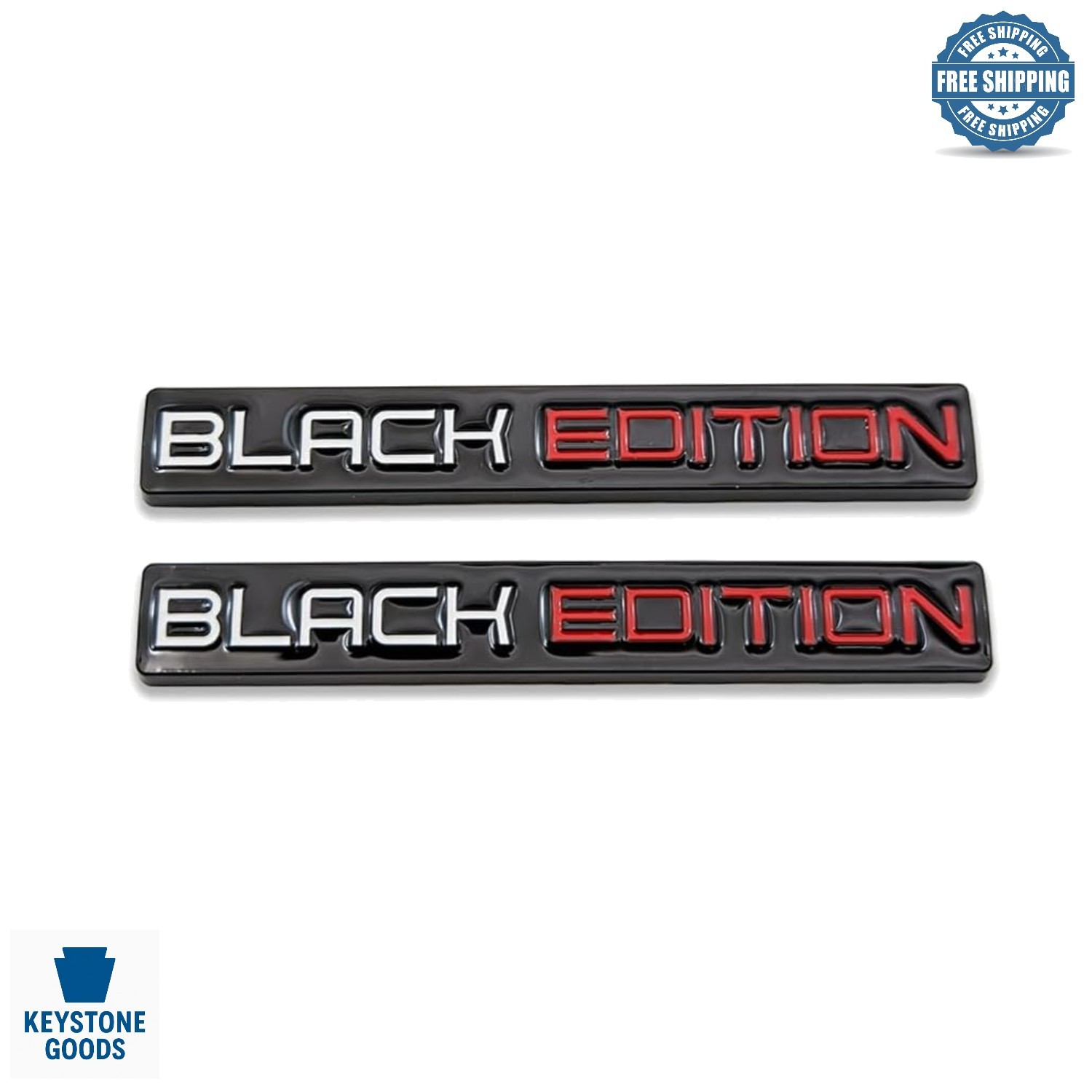 2X Chrome Metal Black Edition Car Emblems – 3D Auto Badge, Universal Fit