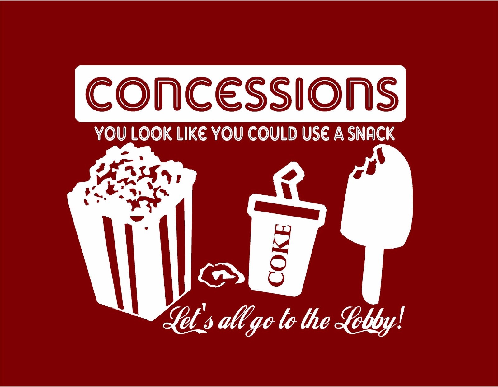 Concession decal for movie room popcorn box soda icecream wall art cinema decals