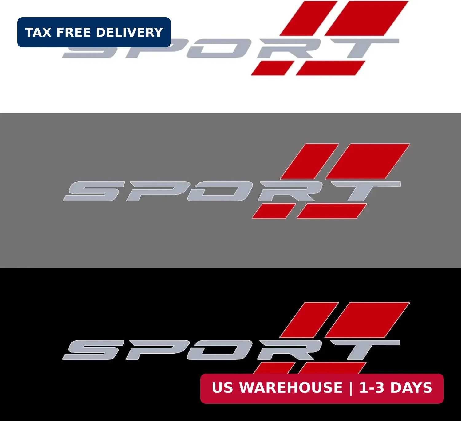 for 2 Pcs 16 Inch Matte Siver Red Sport Letter Logo Decal Sticker Fit for Most C