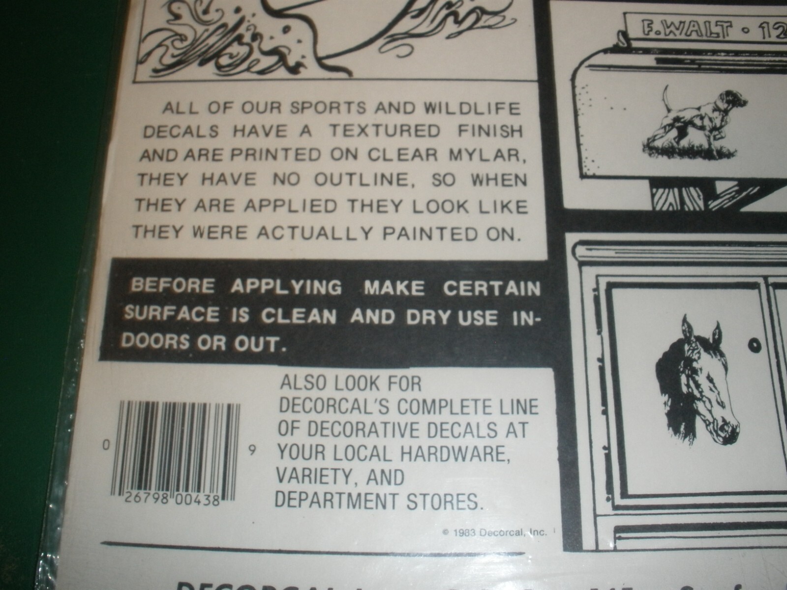 New Vintage 1986 Decorcal Hand Painted Sports & Wildlife EAGLE HEAD Decal W32